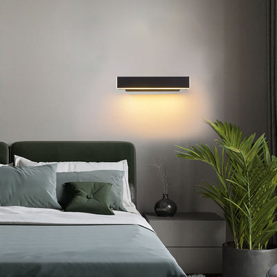Moderne Einfachheit Rechteckige Acryl Aluminium LED Wandleuchte Für Schlafzimmer 