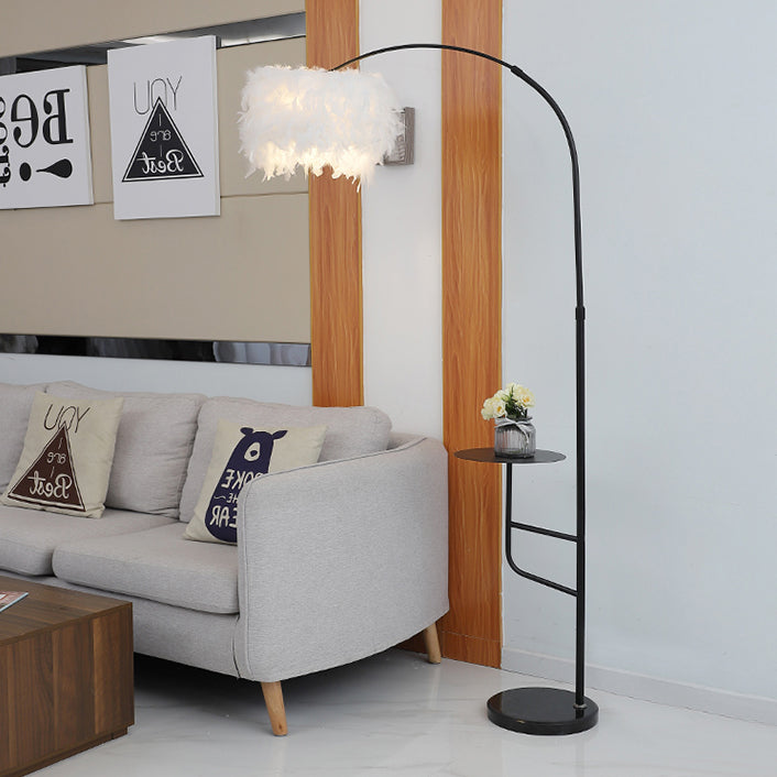 Contemporary Nordic Marble Iron Feather 1 - Light Standing Floor Lamp For Living Room