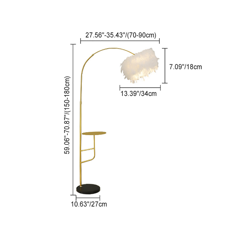 Contemporary Nordic Marble Iron Feather 1 - Light Standing Floor Lamp For Living Room