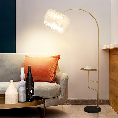 Contemporary Nordic Marble Iron Feather 1 - Light Standing Floor Lamp For Living Room