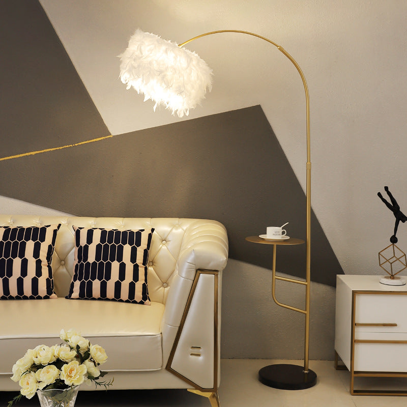 Contemporary Nordic Marble Iron Feather 1 - Light Standing Floor Lamp For Living Room
