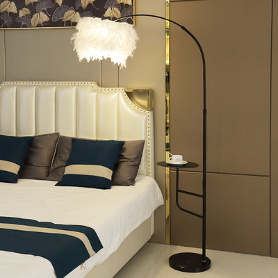 Contemporary Nordic Marble Iron Feather 1 - Light Standing Floor Lamp For Living Room