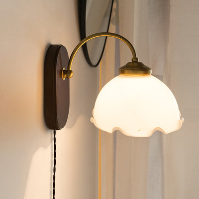 Contemporary Retro Glass Wood 1 - Light Wall Sconce Lamp For Living Room