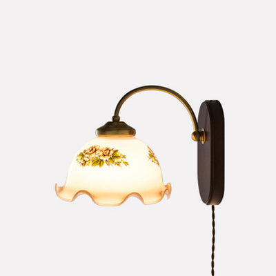 Contemporary Retro Glass Wood 1 - Light Wall Sconce Lamp For Living Room
