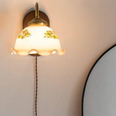 Contemporary Retro Glass Wood 1 - Light Wall Sconce Lamp For Living Room