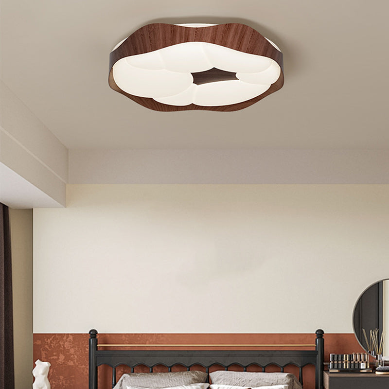 Abat-jour contemporain nordique rond en fer moulé par rotation LED plafonnier pour chambre 