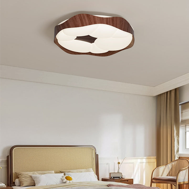 Abat-jour contemporain nordique rond en fer moulé par rotation LED plafonnier pour chambre 