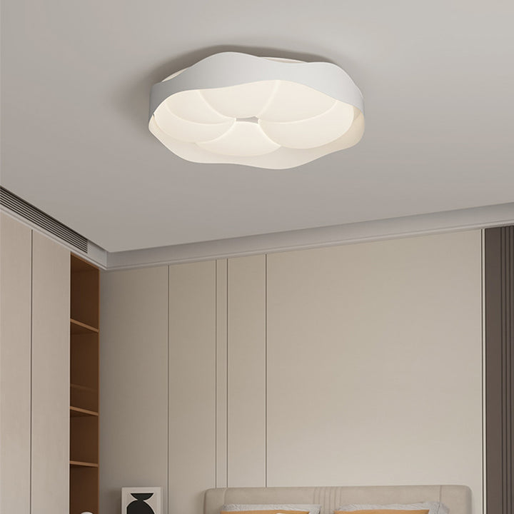 Abat-jour contemporain nordique rond en fer moulé par rotation LED plafonnier pour chambre 
