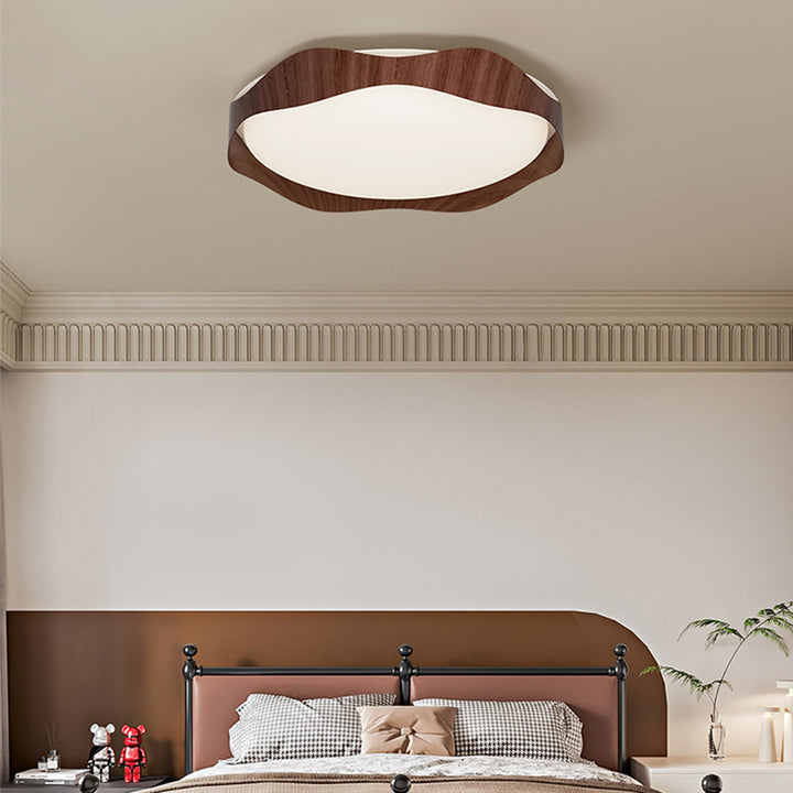 Abat-jour contemporain nordique rond en fer moulé par rotation LED plafonnier pour chambre 