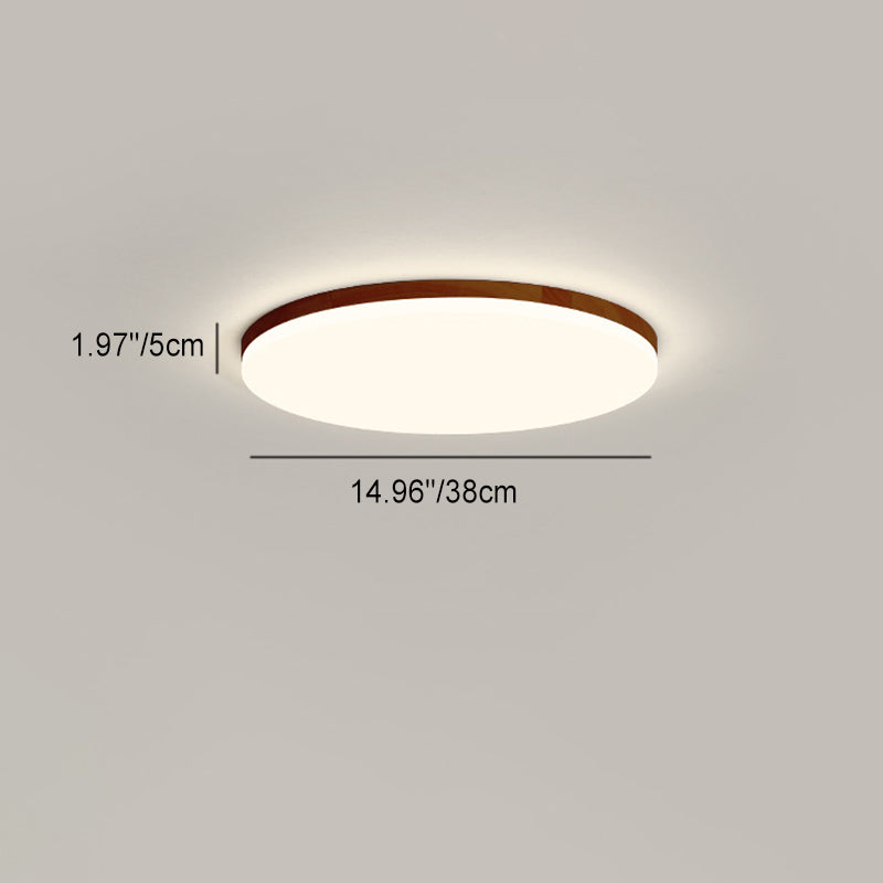 Plafonnier LED Rond en Acrylique à Bord en Bois Simplicité Moderne pour Chambre 