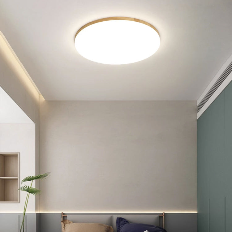 Plafonnier LED Rond en Acrylique à Bord en Bois Simplicité Moderne pour Chambre 