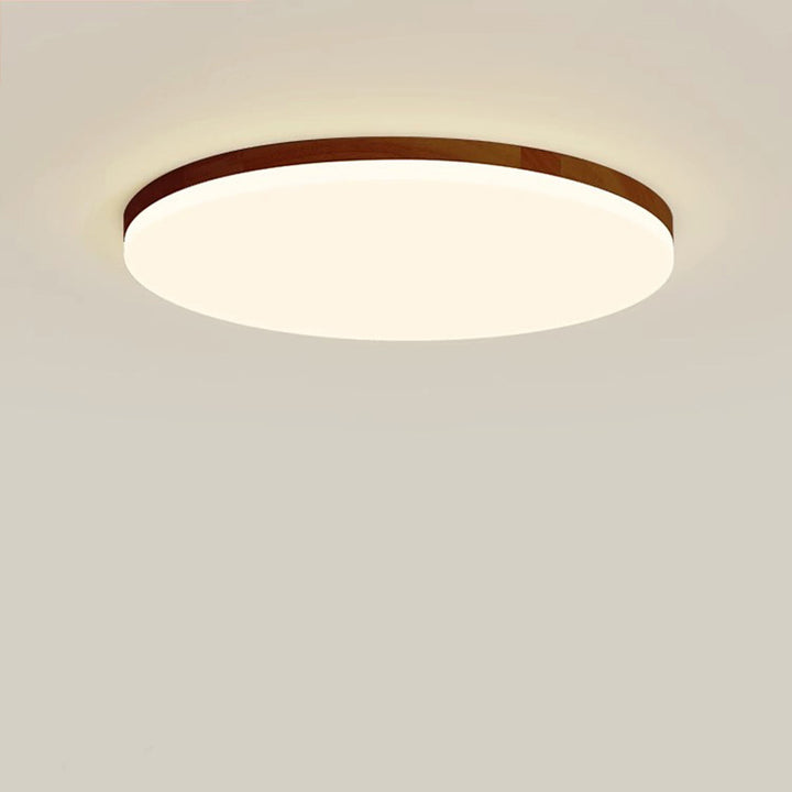 Plafonnier LED Rond en Acrylique à Bord en Bois Simplicité Moderne pour Chambre 