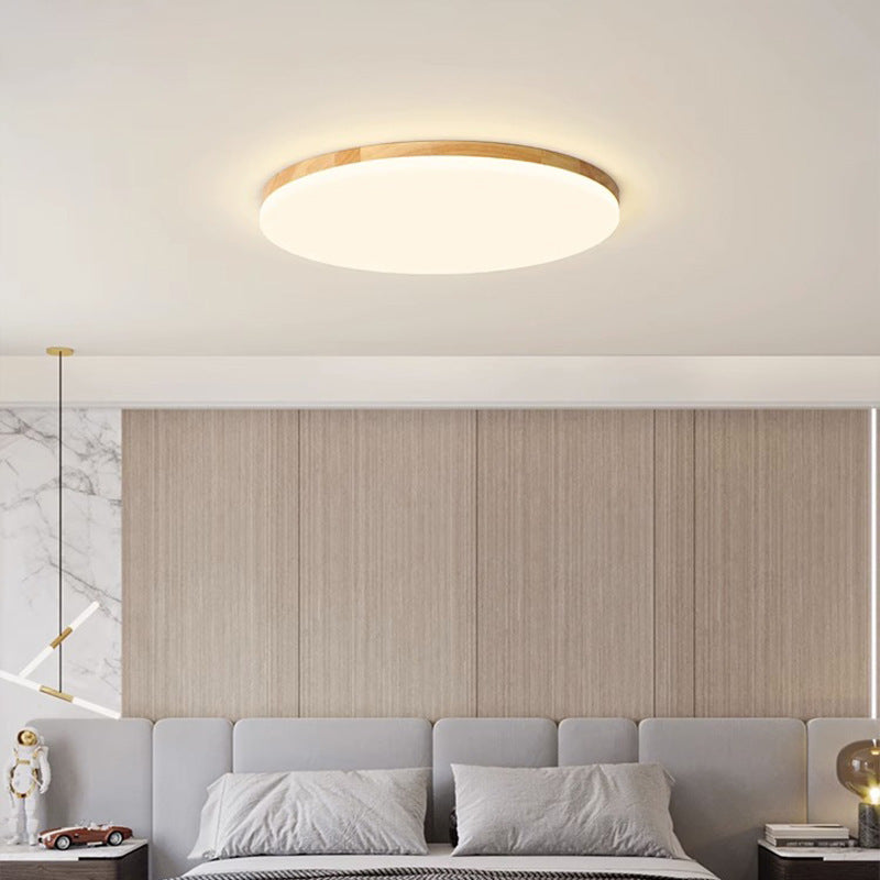 Plafonnier LED Rond en Acrylique à Bord en Bois Simplicité Moderne pour Chambre 