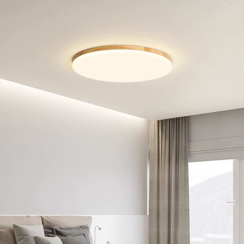 Plafonnier LED Rond en Acrylique à Bord en Bois Simplicité Moderne pour Chambre 