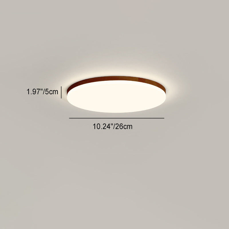 Plafonnier LED Rond en Acrylique à Bord en Bois Simplicité Moderne pour Chambre 