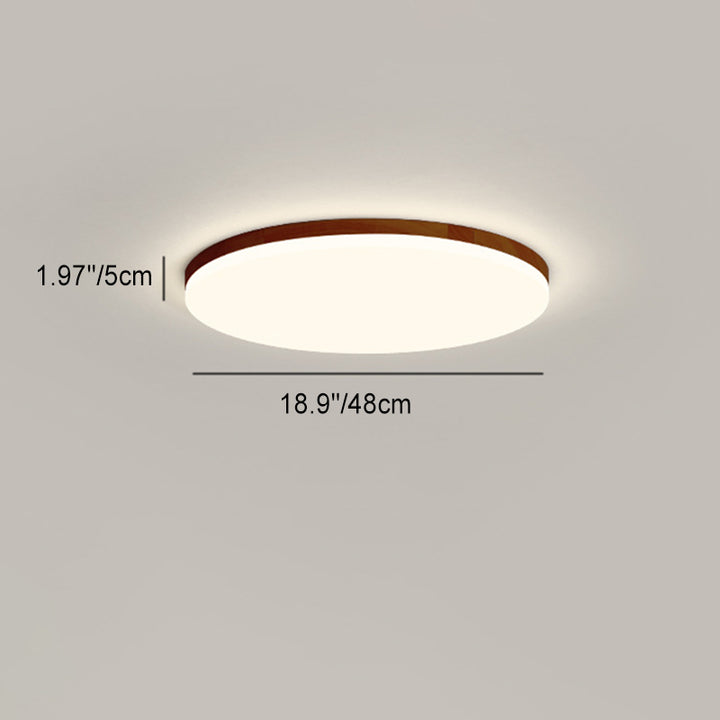 Plafonnier LED Rond en Acrylique à Bord en Bois Simplicité Moderne pour Chambre 