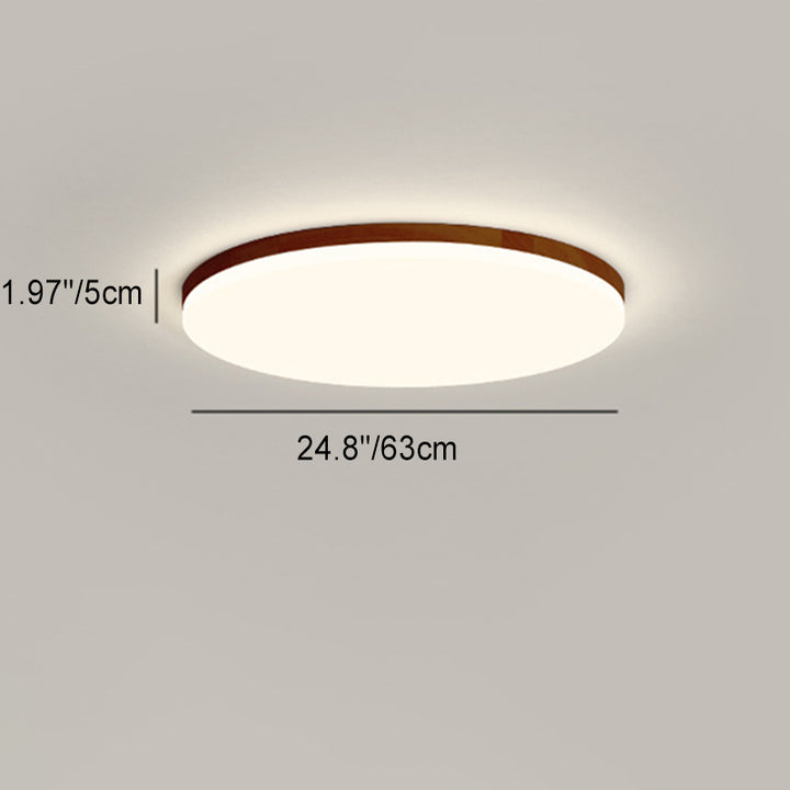 Plafonnier LED Rond en Acrylique à Bord en Bois Simplicité Moderne pour Chambre 