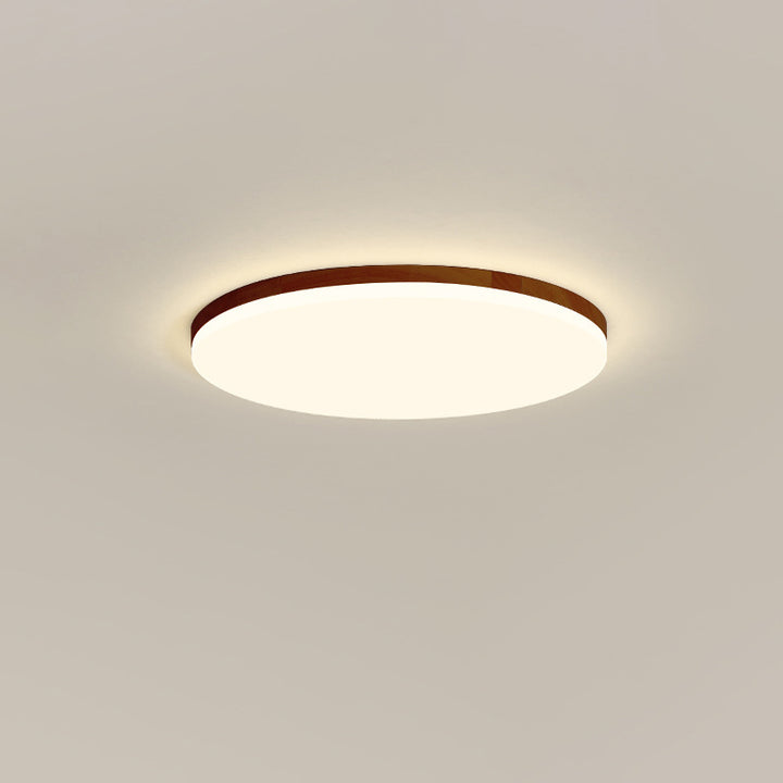 Plafonnier LED Rond en Acrylique à Bord en Bois Simplicité Moderne pour Chambre 