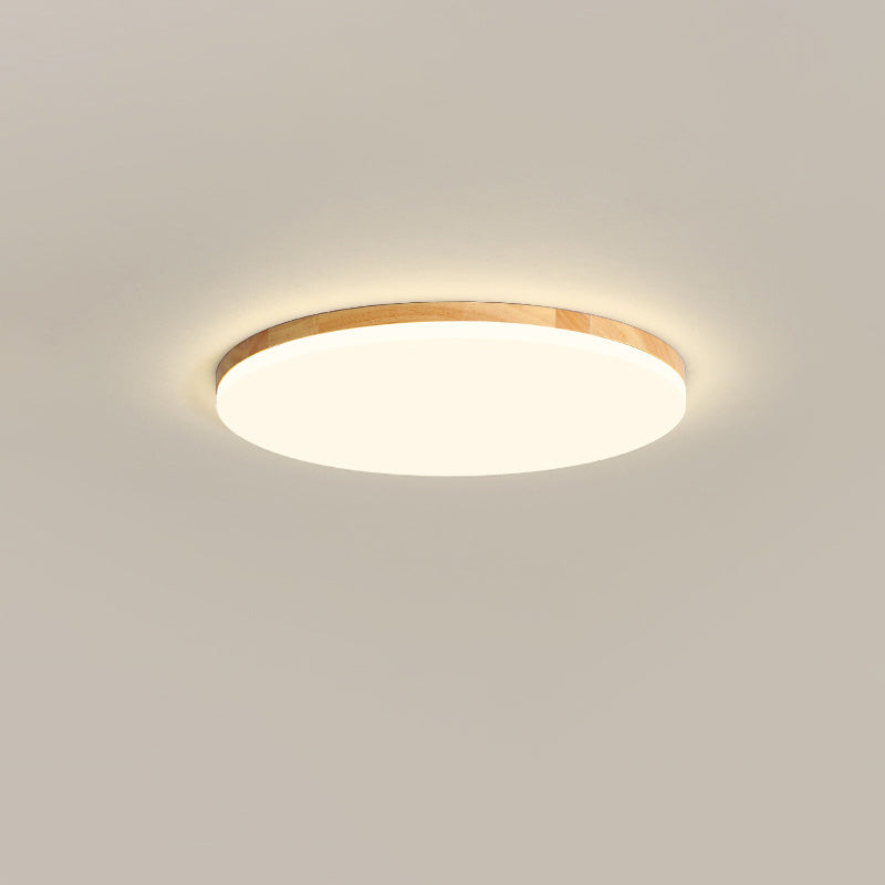 Plafonnier LED Rond en Acrylique à Bord en Bois Simplicité Moderne pour Chambre 