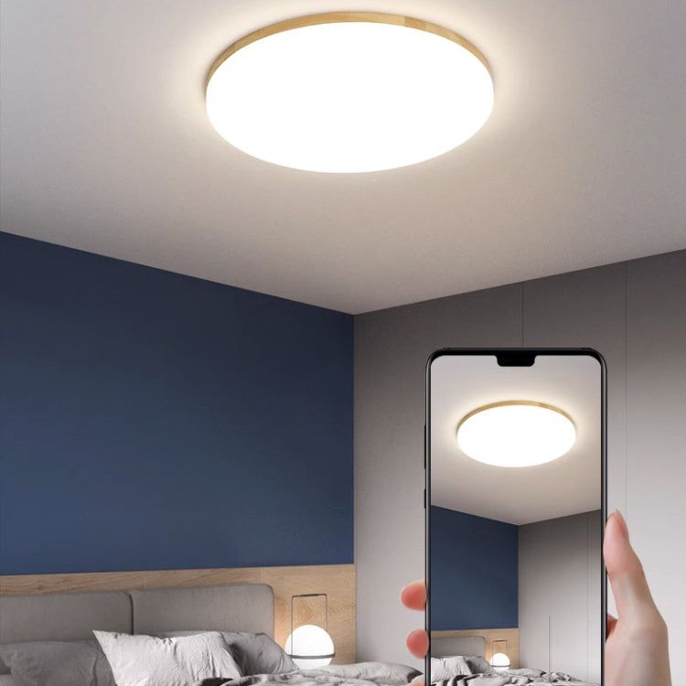 Plafonnier LED Rond en Acrylique à Bord en Bois Simplicité Moderne pour Chambre 