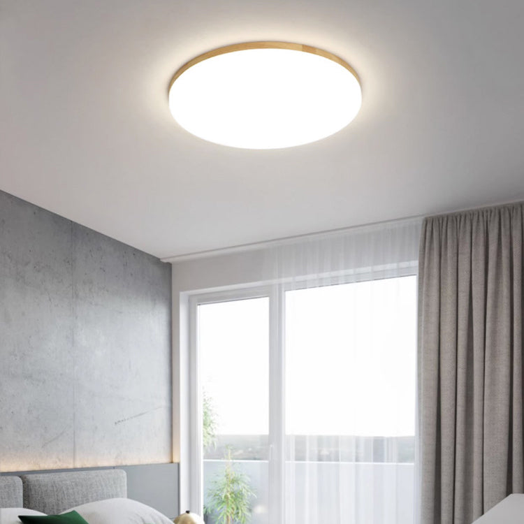 Plafonnier LED Rond en Acrylique à Bord en Bois Simplicité Moderne pour Chambre 