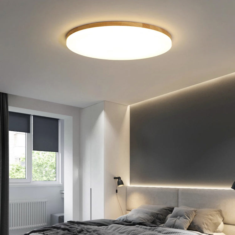 Plafonnier LED Rond en Acrylique à Bord en Bois Simplicité Moderne pour Chambre 