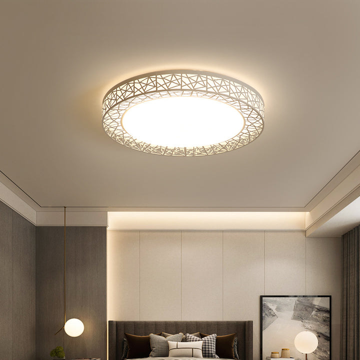 Zeitgenössische kreative Vogelnest Acryl Eisen LED Deckenleuchte für Schlafzimmer 