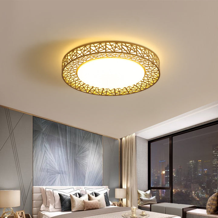 Zeitgenössische kreative Vogelnest Acryl Eisen LED Deckenleuchte für Schlafzimmer 