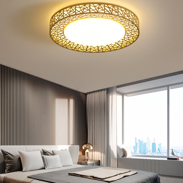 Luz de techo empotrada LED de hierro acrílico contemporánea creativa en forma de nido de pájaro para dormitorio 