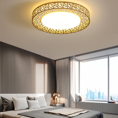 Luz de techo empotrada LED de hierro acrílico contemporánea creativa en forma de nido de pájaro para dormitorio 