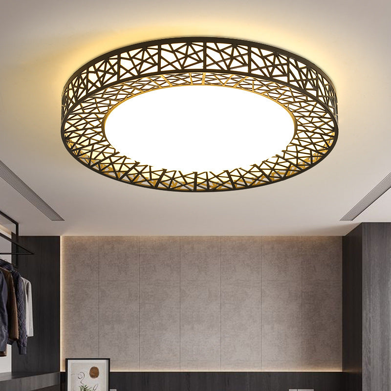 Luz de techo empotrada LED de hierro acrílico contemporánea creativa en forma de nido de pájaro para dormitorio 