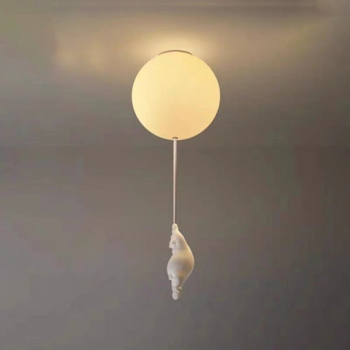 Luz de techo empotrada de 1 luz de vidrio acrílico de oso creativo contemporáneo para dormitorio 