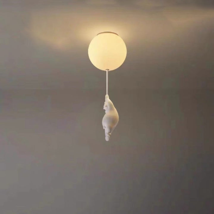 Luz de techo empotrada de 1 luz de vidrio acrílico de oso creativo contemporáneo para dormitorio 