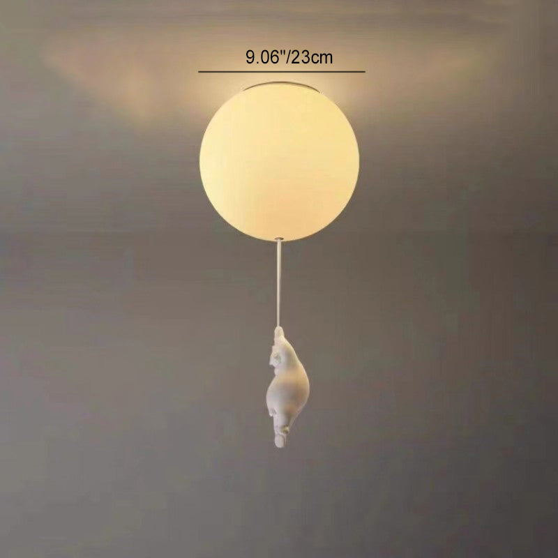 Luz de techo empotrada de 1 luz de vidrio acrílico de oso creativo contemporáneo para dormitorio 