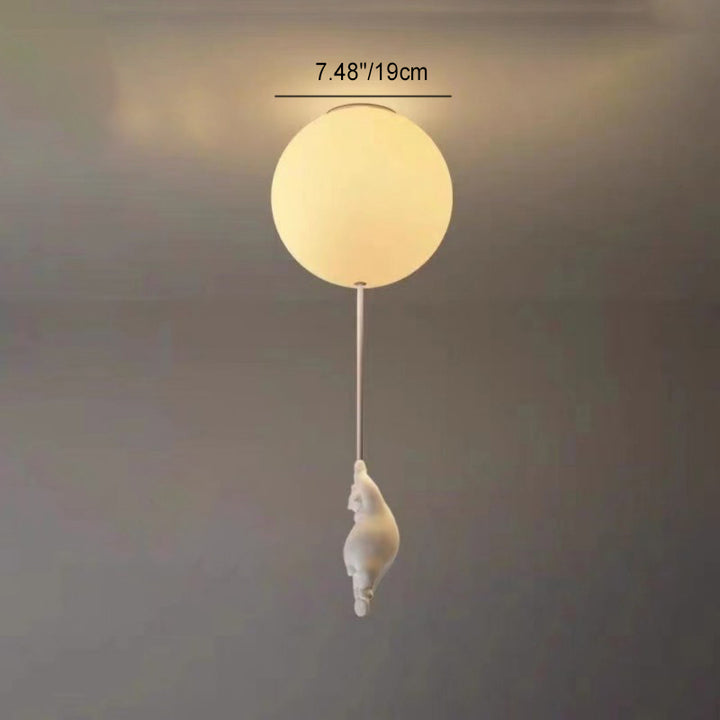 Luz de techo empotrada de 1 luz de vidrio acrílico de oso creativo contemporáneo para dormitorio 