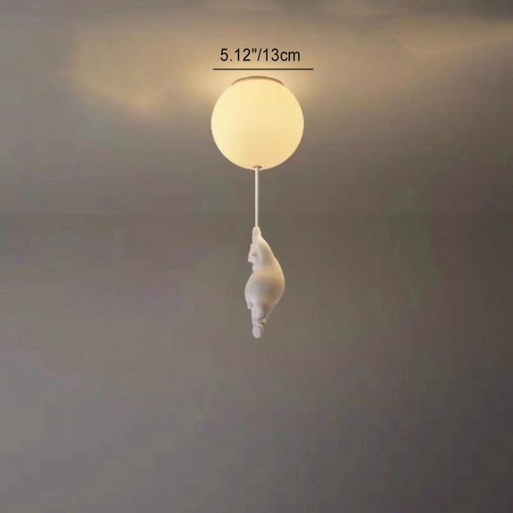 Luz de techo empotrada de 1 luz de vidrio acrílico de oso creativo contemporáneo para dormitorio 