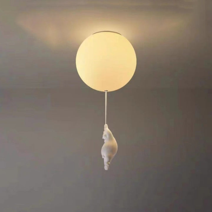 Luz de techo empotrada de 1 luz de vidrio acrílico de oso creativo contemporáneo para dormitorio 