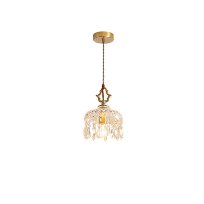 Lustre Suspendu en Verre d'Aluminium Traditionnel Français à 1 Lumière pour Couloirs 