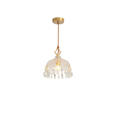 Lustre Suspendu en Verre d'Aluminium Traditionnel Français à 1 Lumière pour Couloirs 