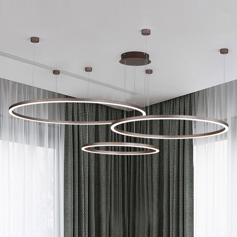 ثريا LED دائرية من الألمنيوم والأكريليك بتصميم بسيط وحديث لغرفة المعيشة 