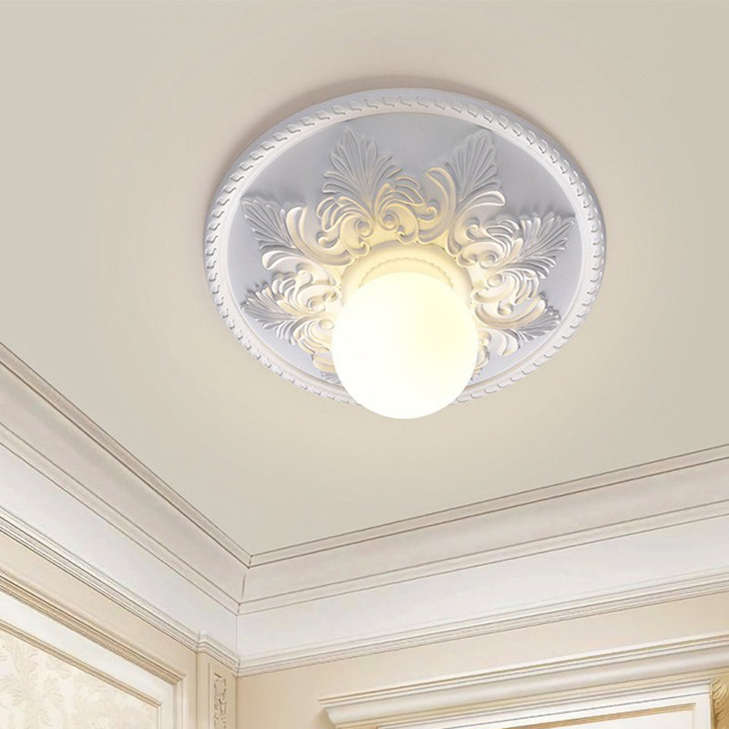 Traditionelle französische Glas-Harz-Creme 1 - Licht Deckenleuchte für Wohnzimmer 