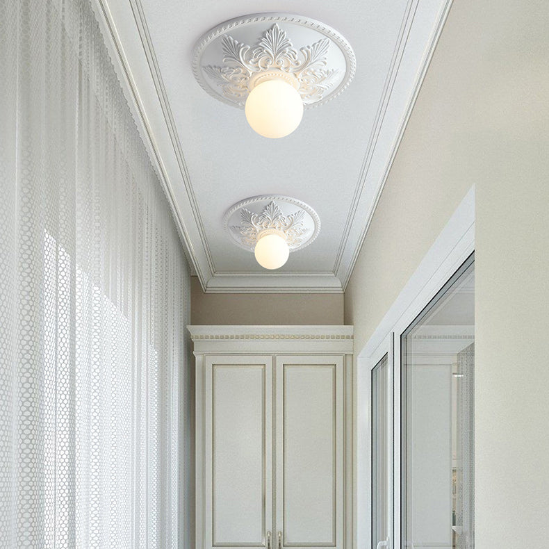 Traditionelle französische Glas-Harz-Creme 1 - Licht Deckenleuchte für Wohnzimmer 