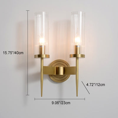 Moderner minimalistischer Kupfer-Glaszylinder 1/2 - Licht Wandleuchte für Wohnzimmer 