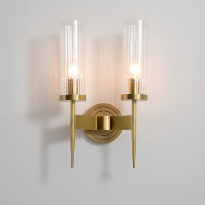 Moderner minimalistischer Kupfer-Glaszylinder 1/2 - Licht Wandleuchte für Wohnzimmer 