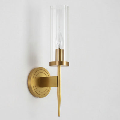 Moderner minimalistischer Kupfer-Glaszylinder 1/2 - Licht Wandleuchte für Wohnzimmer 