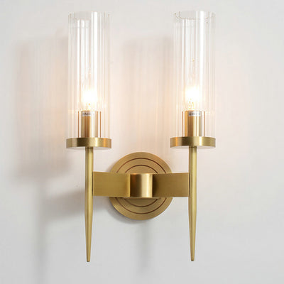 Moderner minimalistischer Kupfer-Glaszylinder 1/2 - Licht Wandleuchte für Wohnzimmer 