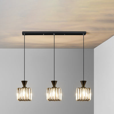Moderne Einfachheit Rund Quadrat Eisen Kristall 1/3 - Licht Kronleuchter für Schlafzimmer 
