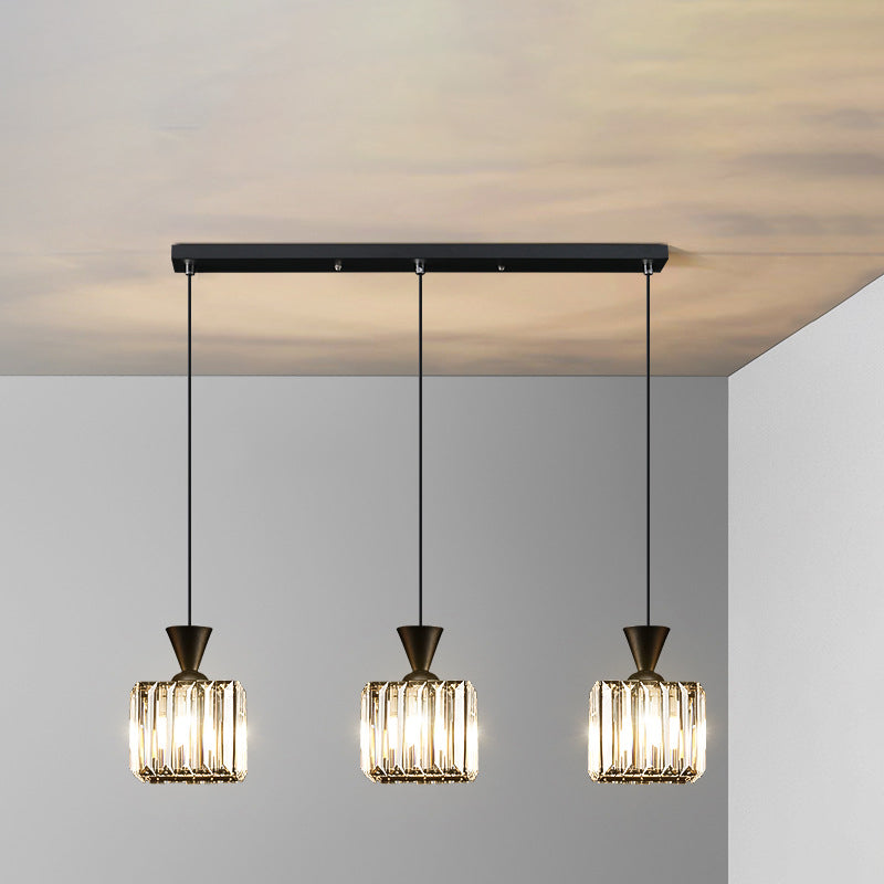 Moderne Einfachheit Rund Quadrat Eisen Kristall 1/3 - Licht Kronleuchter für Schlafzimmer 