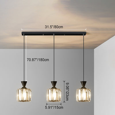 Moderne Einfachheit Rund Quadrat Eisen Kristall 1/3 - Licht Kronleuchter für Schlafzimmer 