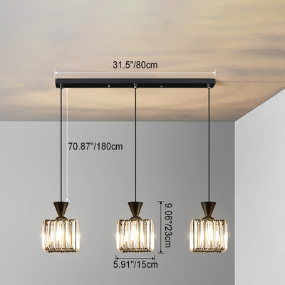 Moderne Einfachheit Rund Quadrat Eisen Kristall 1/3 - Licht Kronleuchter für Schlafzimmer 